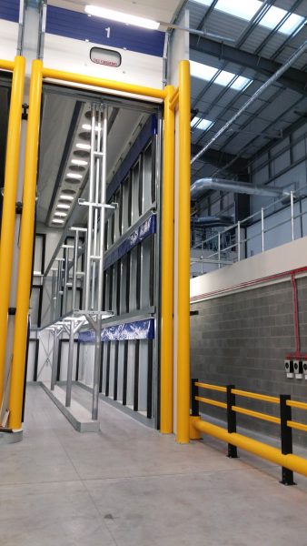 Flex Impact goal post height restrictors in food distribution centre