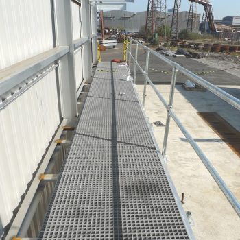 GRP grating installation at Steel manufacturing plant