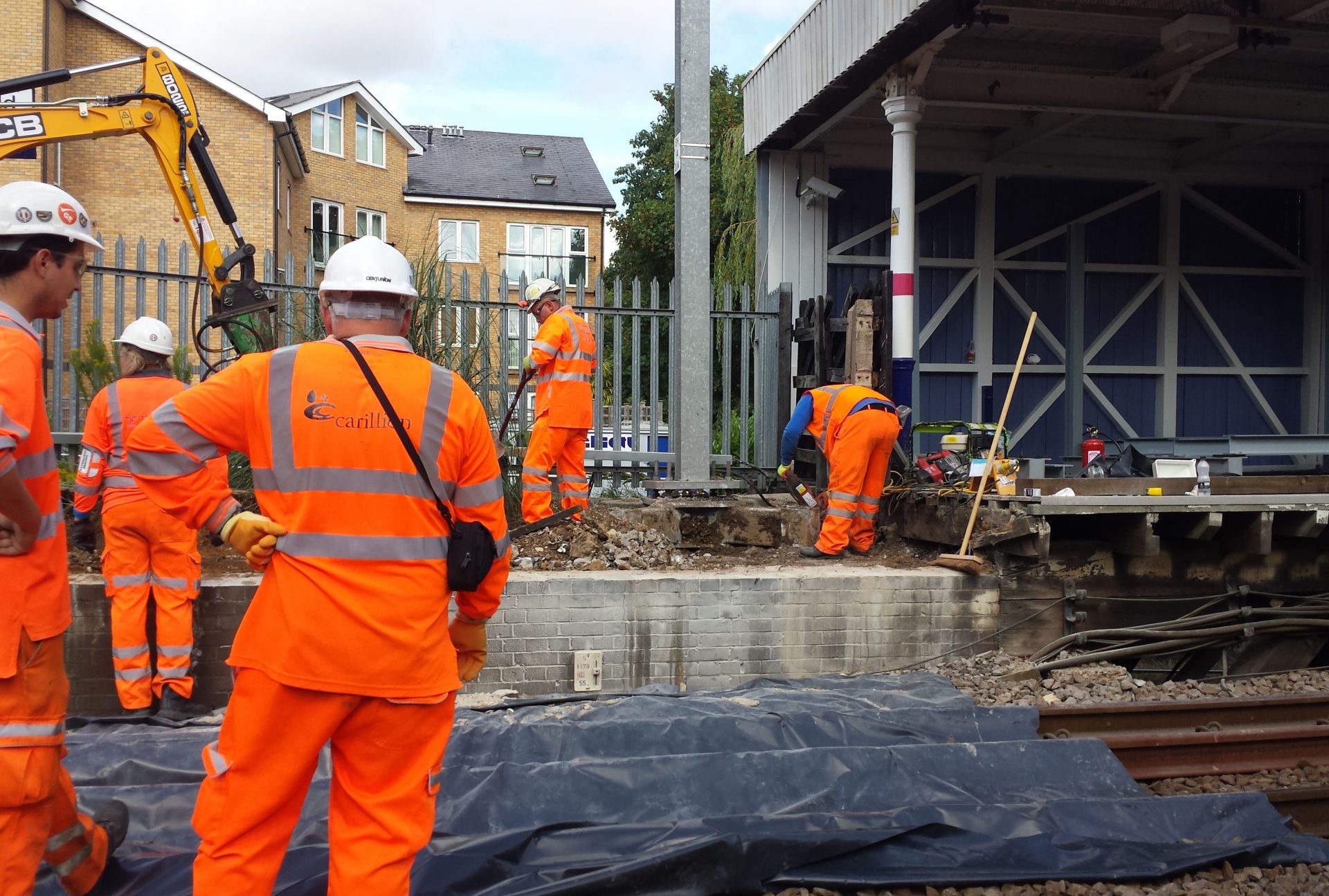 Fibreglass railway platform extension ground works