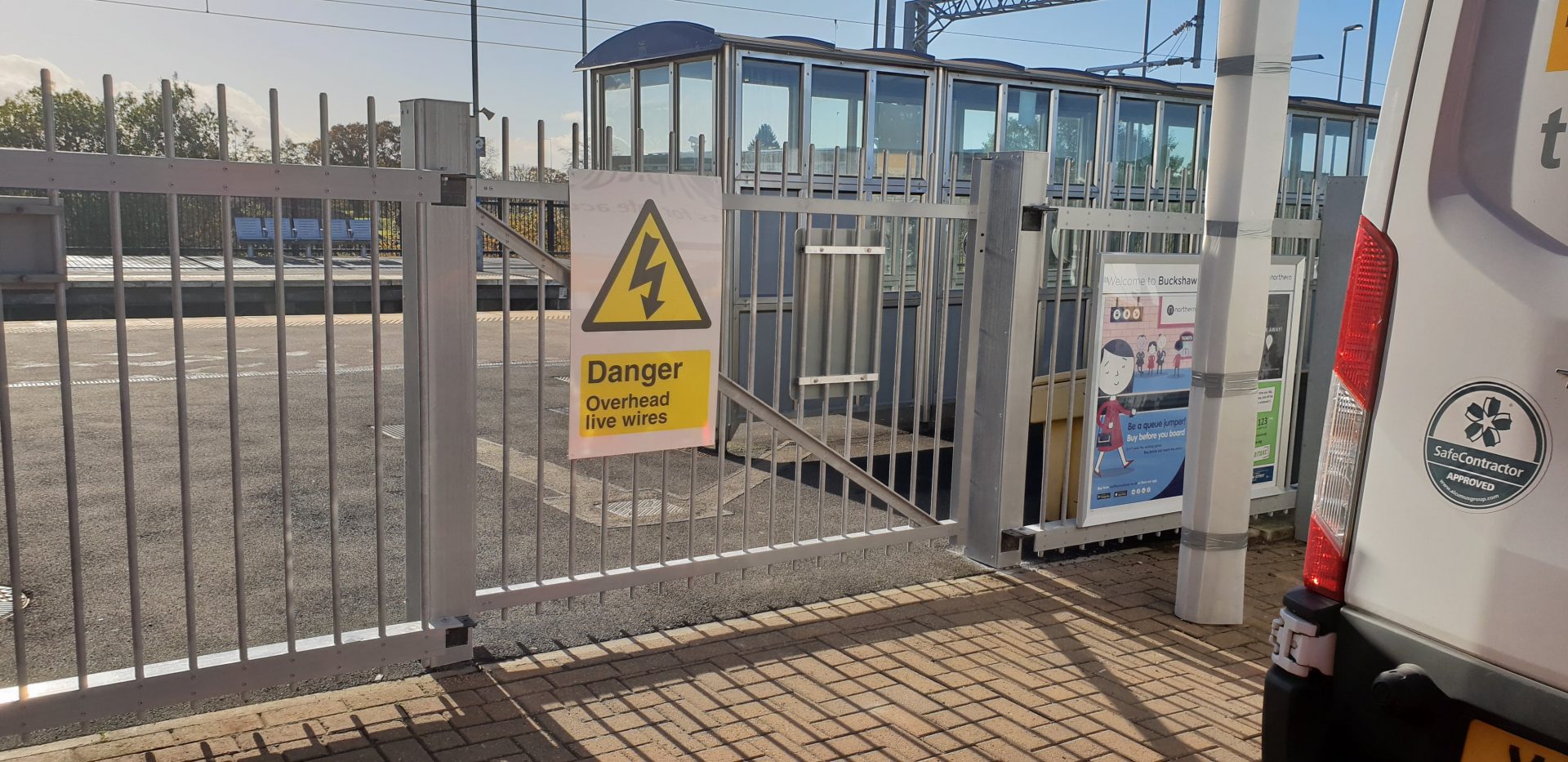 Fibreglass security fencing and gate railway station