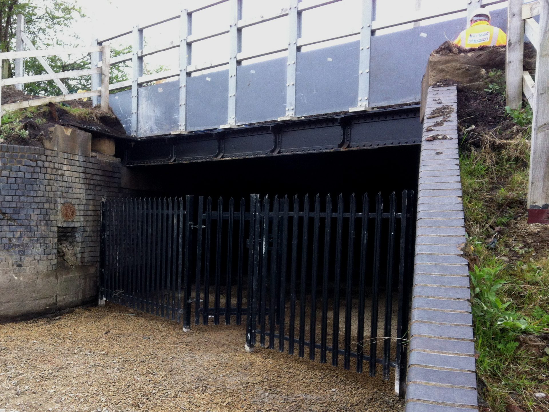 GRP fence with integral ballast retention boards bridge refurbishment