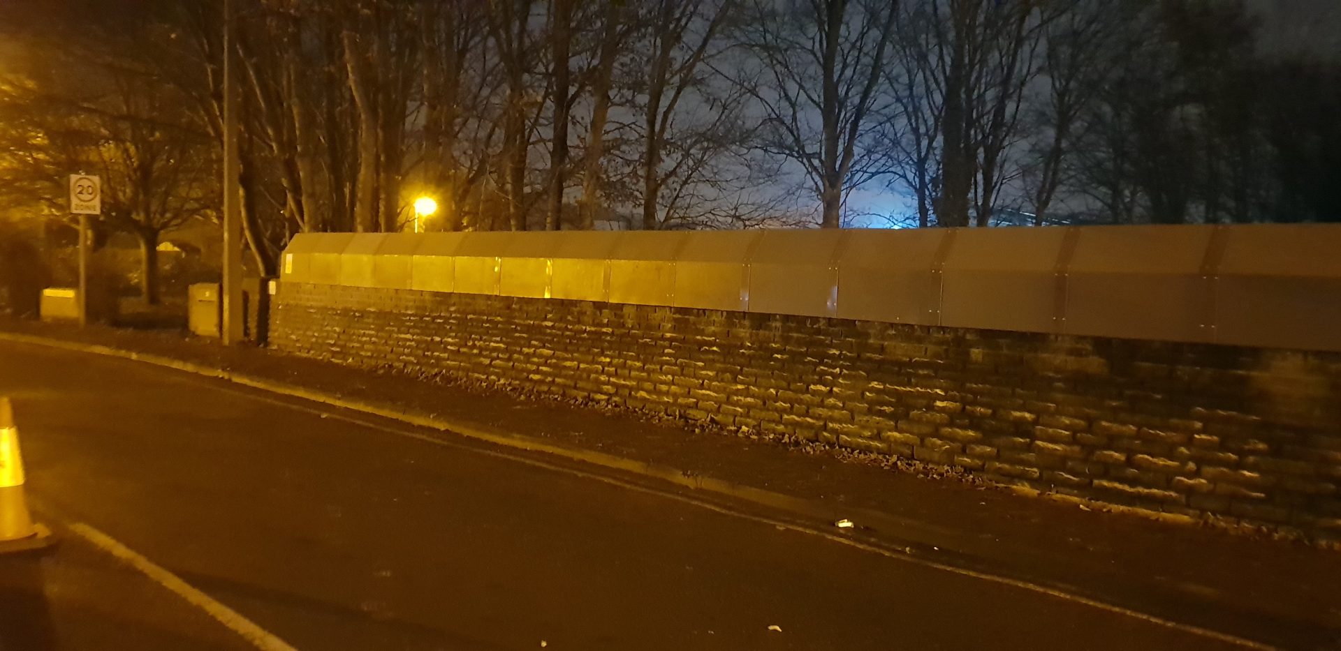 Glass fibre bridge parapet extension fitted on night shifts