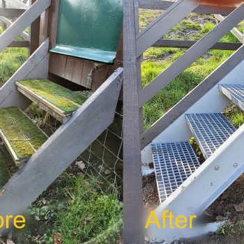 Step access with new GRP stringers and treads (Before & After)